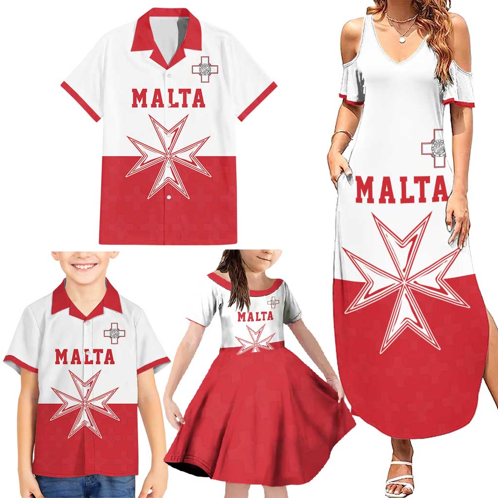 Custom Malta Football Family Matching Summer Maxi Dress and Hawaiian Shirt Tim nazzjonali tal-futbol ta Malta