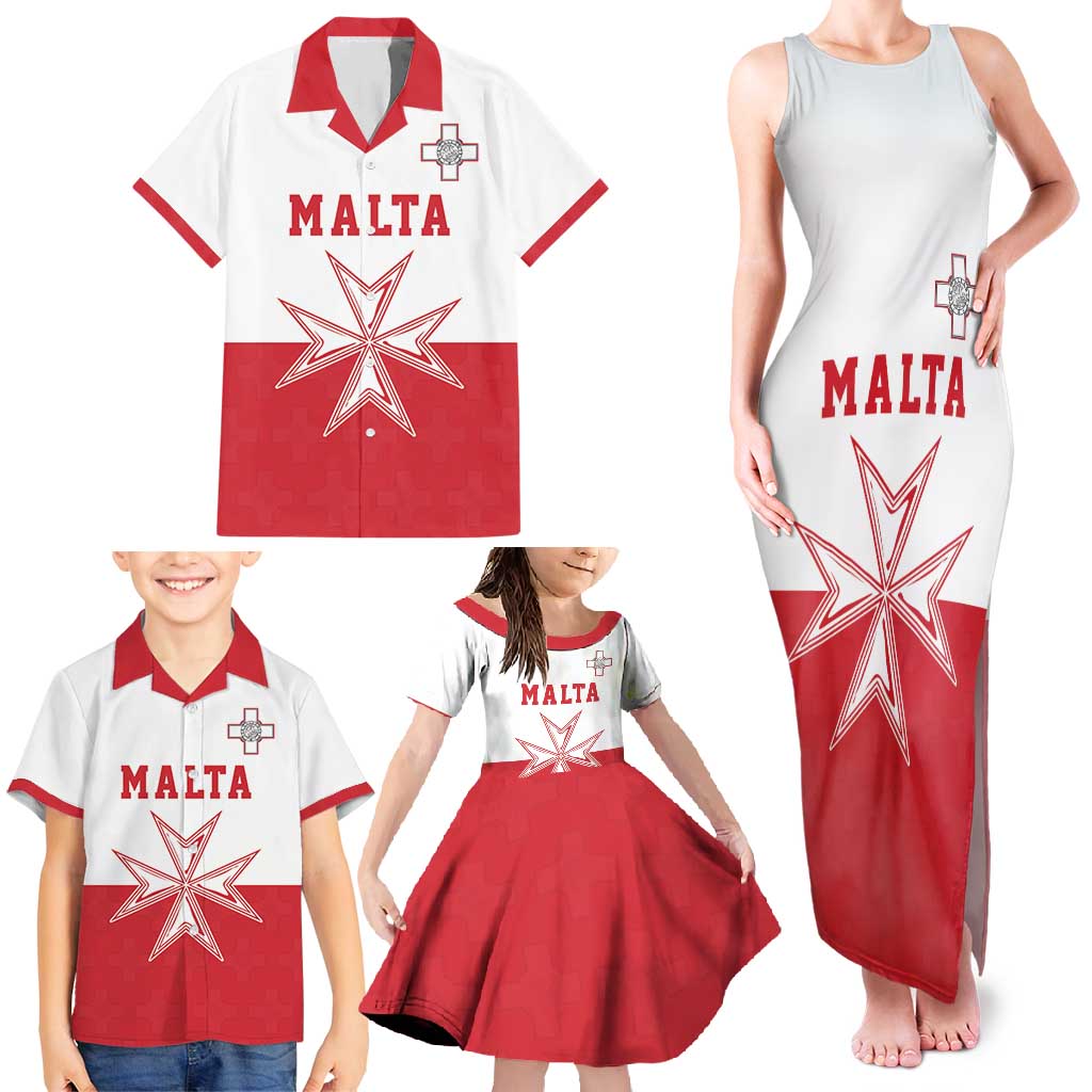 Custom Malta Football Family Matching Tank Maxi Dress and Hawaiian Shirt Tim nazzjonali tal-futbol ta Malta