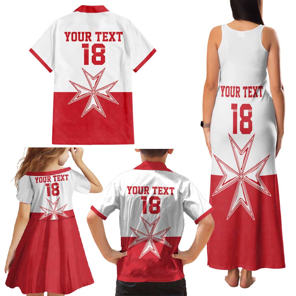 Custom Malta Football Family Matching Tank Maxi Dress and Hawaiian Shirt Tim nazzjonali tal-futbol ta Malta
