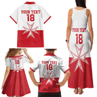 Custom Malta Football Family Matching Tank Maxi Dress and Hawaiian Shirt Tim nazzjonali tal-futbol ta Malta