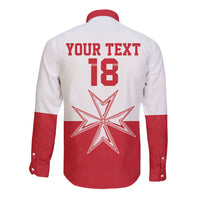 Custom Malta Football Long Sleeve Button Shirt Tim nazzjonali tal-futbol ta Malta