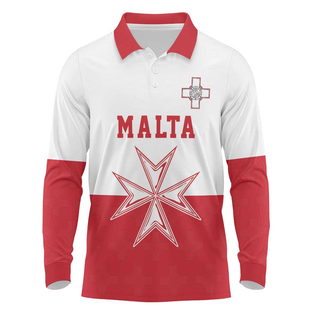 Custom Malta Football Long Sleeve Polo Shirt Tim nazzjonali tal-futbol ta Malta