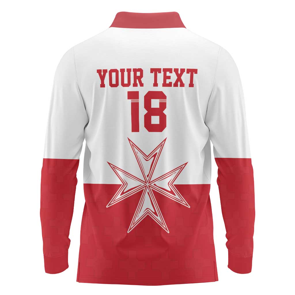 Custom Malta Football Long Sleeve Polo Shirt Tim nazzjonali tal-futbol ta Malta