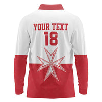Custom Malta Football Long Sleeve Polo Shirt Tim nazzjonali tal-futbol ta Malta