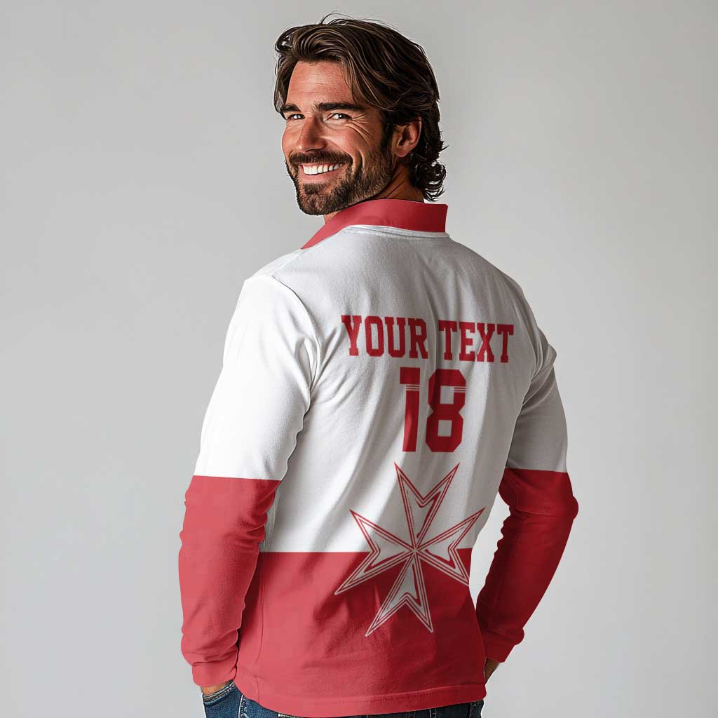 Custom Malta Football Long Sleeve Polo Shirt Tim nazzjonali tal-futbol ta Malta