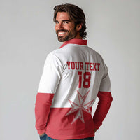 Custom Malta Football Long Sleeve Polo Shirt Tim nazzjonali tal-futbol ta Malta