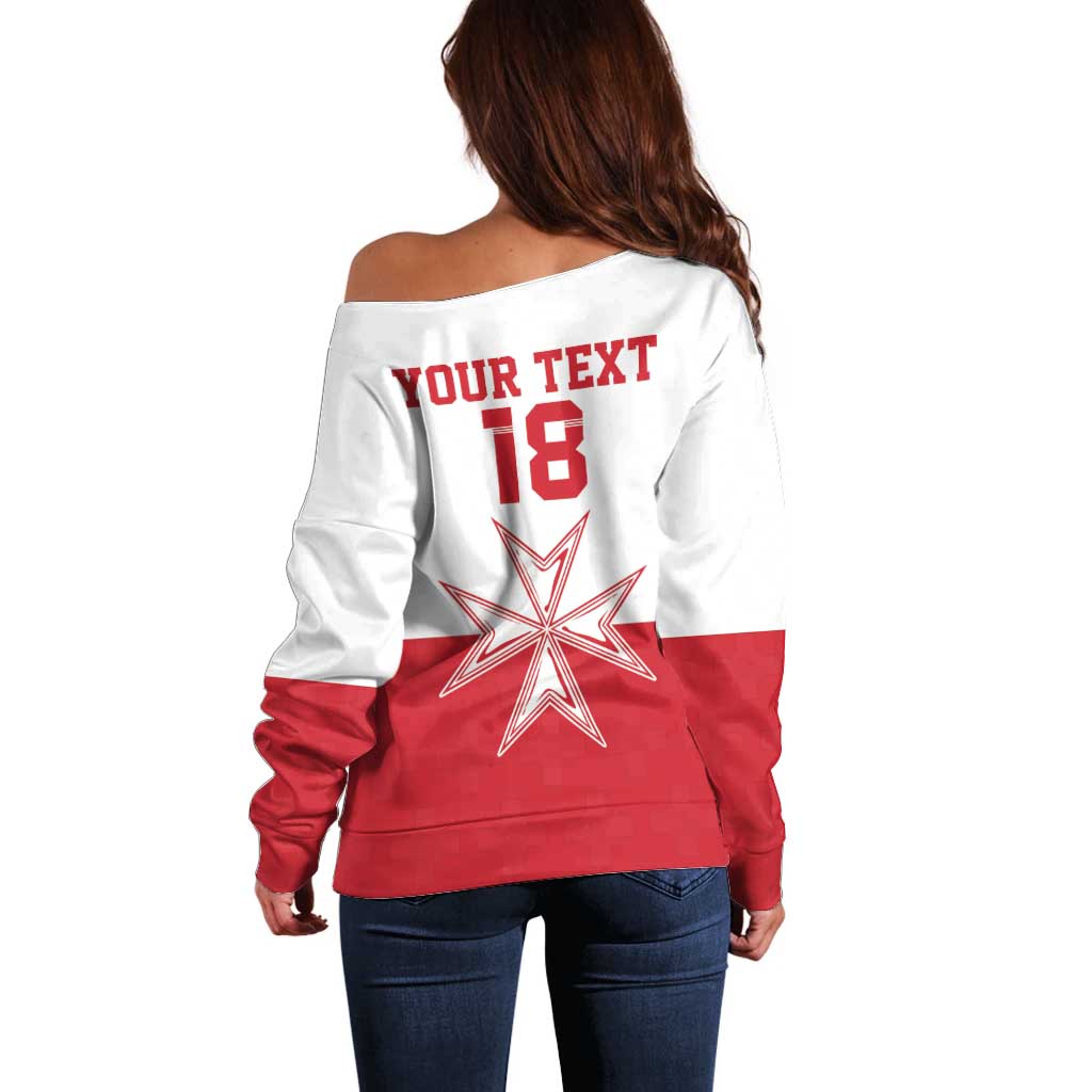 Custom Malta Football Off Shoulder Sweater Tim nazzjonali tal-futbol ta Malta