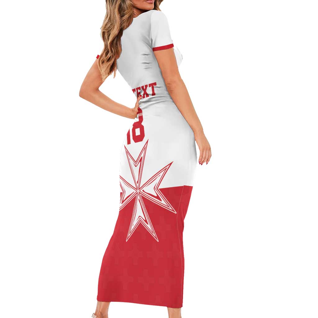 Custom Malta Football Short Sleeve Bodycon Dress Tim nazzjonali tal-futbol ta Malta