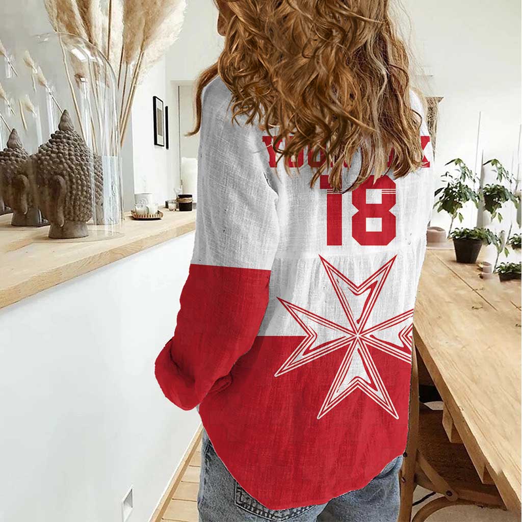 Custom Malta Football Women Casual Shirt Tim nazzjonali tal-futbol ta Malta