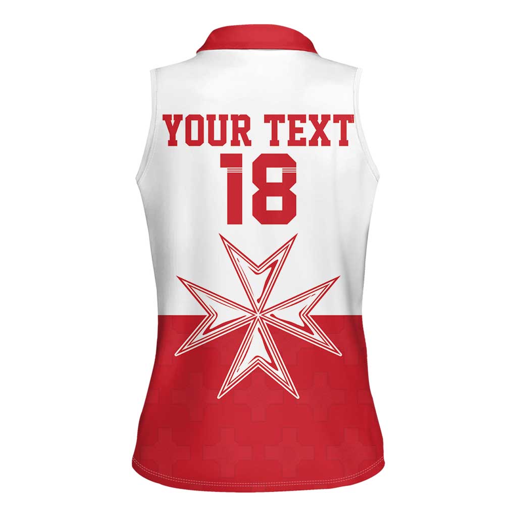 Custom Malta Football Women Sleeveless Polo Shirt Tim nazzjonali tal-futbol ta Malta