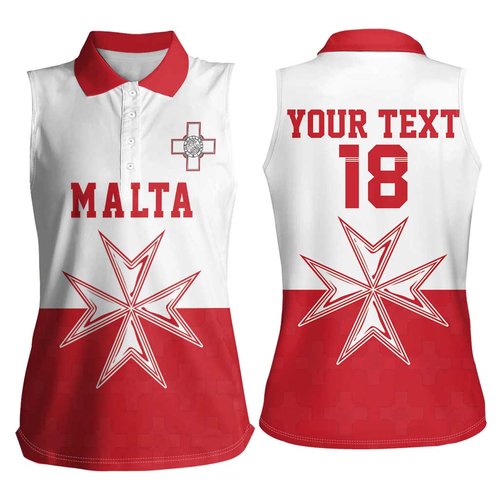 Custom Malta Football Women Sleeveless Polo Shirt Tim nazzjonali tal-futbol ta Malta