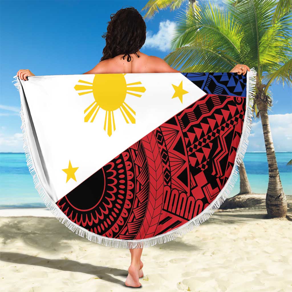 Philippines National Flag Day Beach Blanket Filipino Tribal Pattern