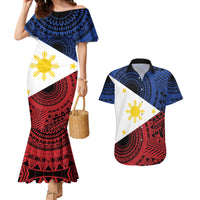 Philippines National Flag Day Couples Matching Mermaid Dress and Hawaiian Shirt Filipino Tribal Pattern