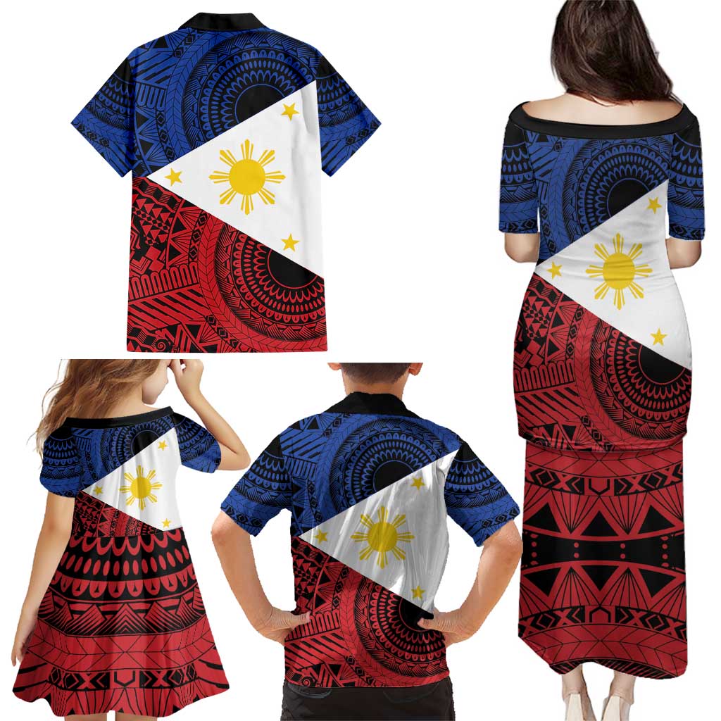 Philippines National Flag Day Family Matching Puletasi and Hawaiian Shirt Filipino Tribal Pattern