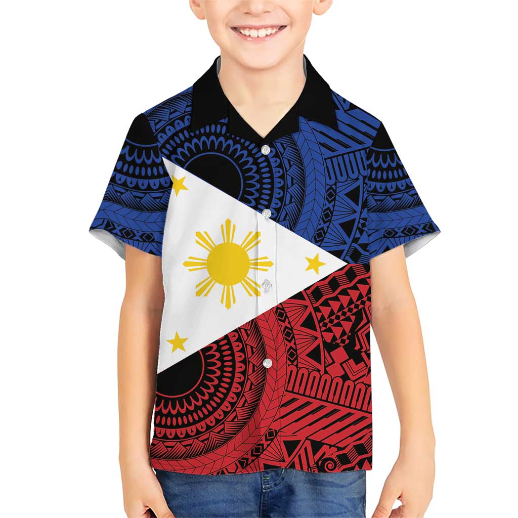 Philippines National Flag Day Family Matching Short Sleeve Bodycon Dress and Hawaiian Shirt Filipino Tribal Pattern