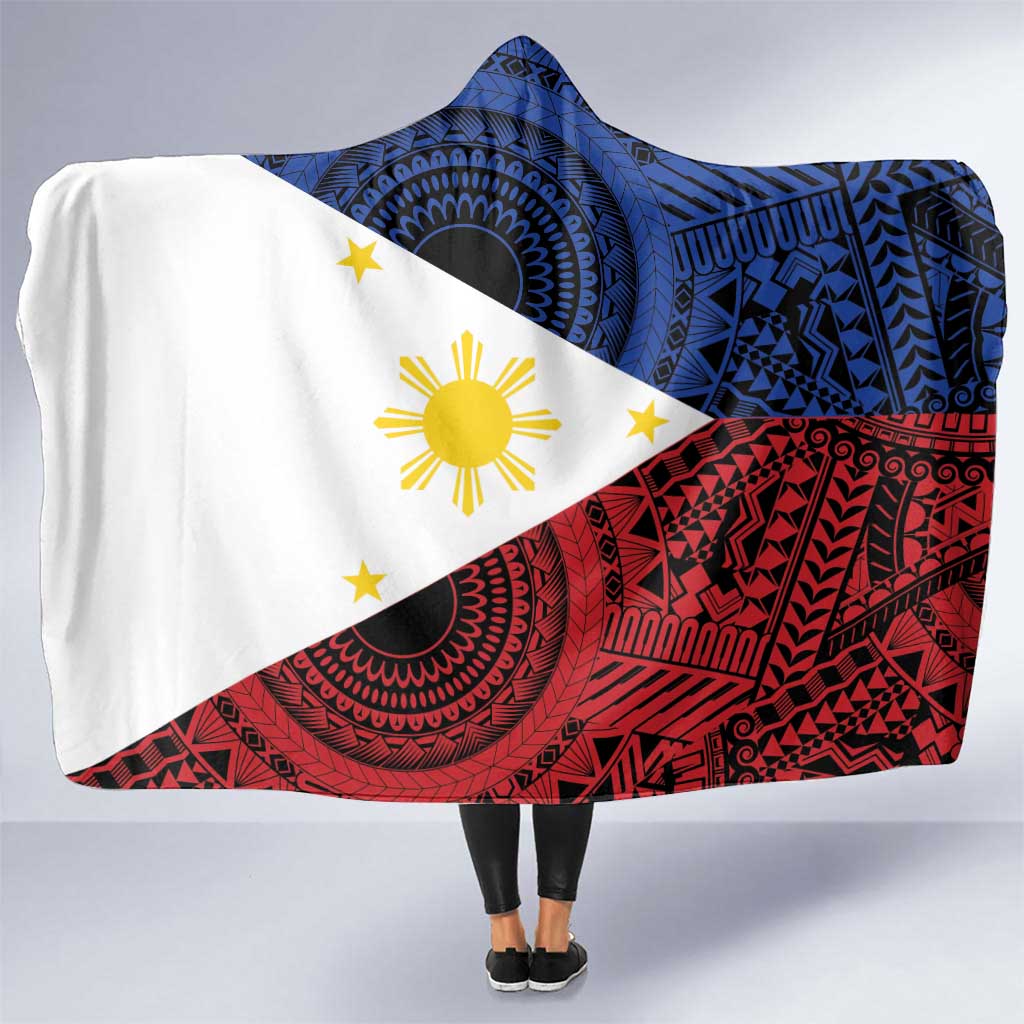 Philippines National Flag Day Hooded Blanket Filipino Tribal Pattern