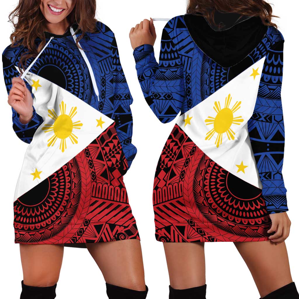 Philippines National Flag Day Hoodie Dress Filipino Tribal Pattern