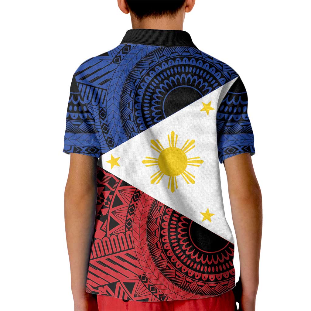 Philippines National Flag Day Kid Polo Shirt Filipino Tribal Pattern