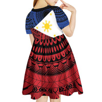 Philippines National Flag Day Kid Short Sleeve Dress Filipino Tribal Pattern
