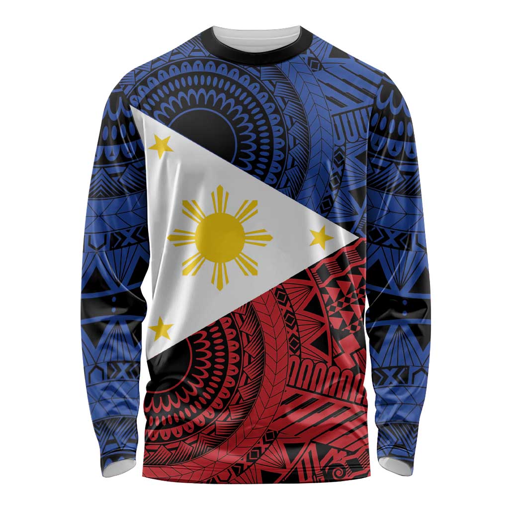 Philippines National Flag Day Long Sleeve Shirt Filipino Tribal Pattern