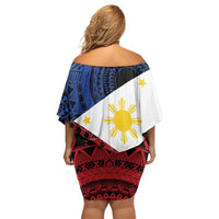 Philippines National Flag Day Off Shoulder Short Dress Filipino Tribal Pattern