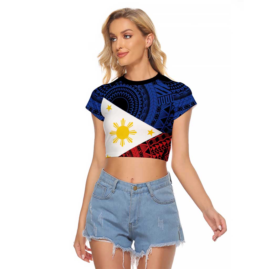 Philippines National Flag Day Raglan Cropped T Shirt Filipino Tribal Pattern