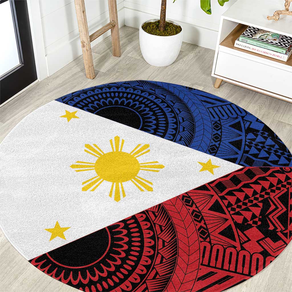 Philippines National Flag Day Round Carpet Filipino Tribal Pattern
