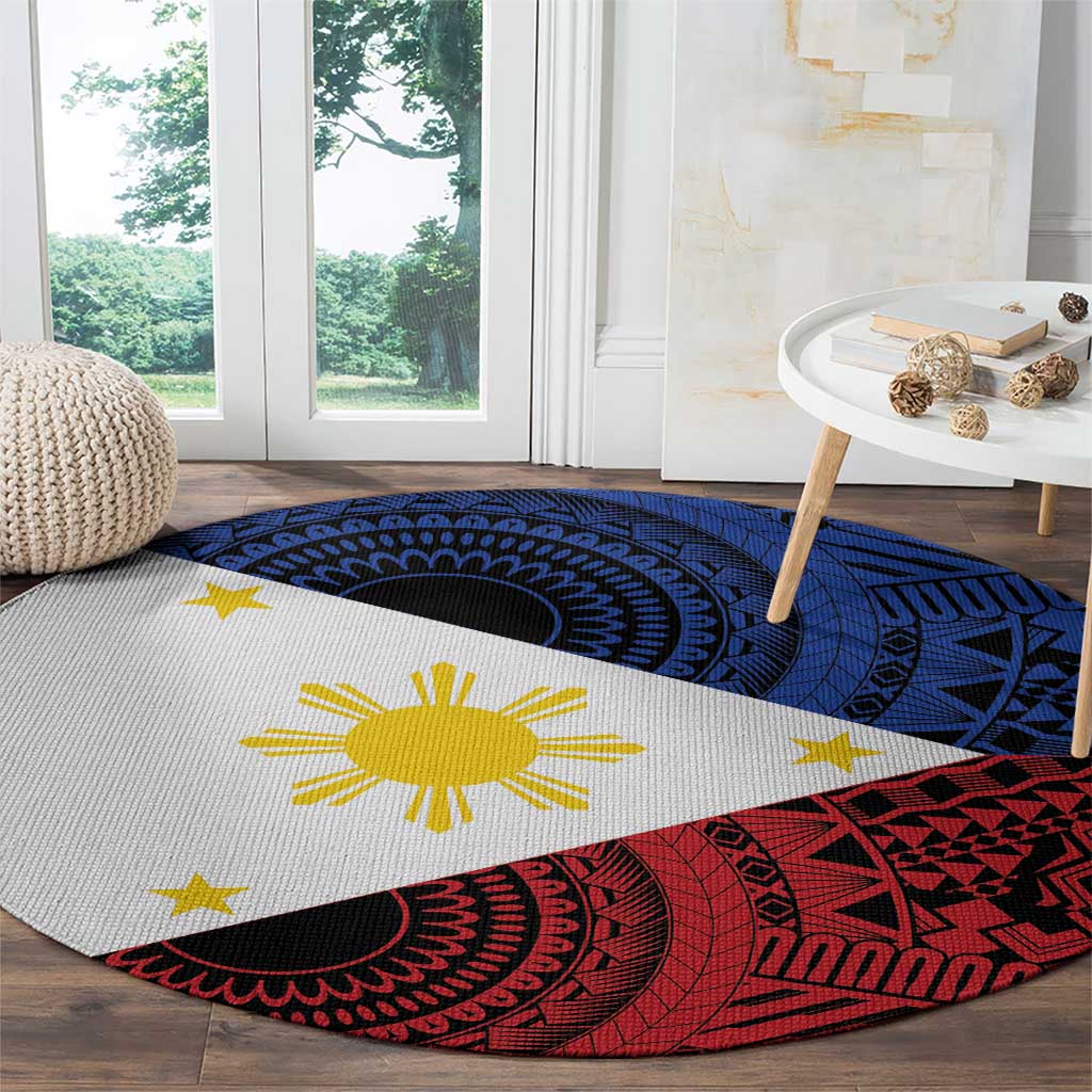 Philippines National Flag Day Round Carpet Filipino Tribal Pattern