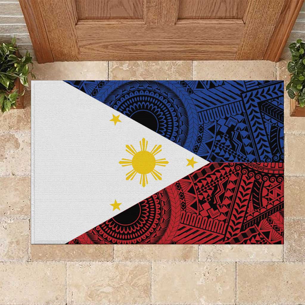 Philippines National Flag Day Rubber Doormat Filipino Tribal Pattern