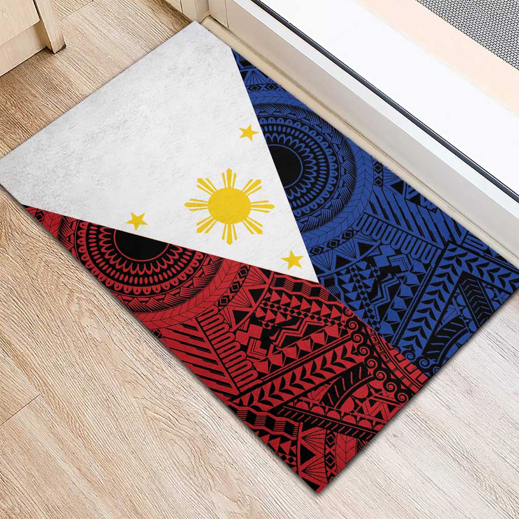 Philippines National Flag Day Rubber Doormat Filipino Tribal Pattern