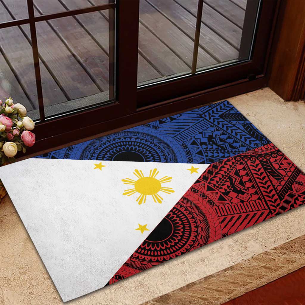 Philippines National Flag Day Rubber Doormat Filipino Tribal Pattern