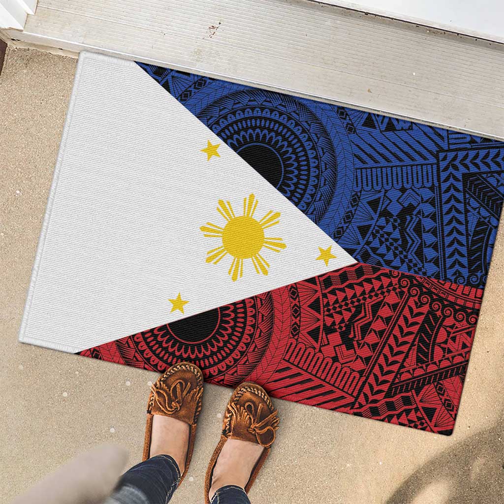 Philippines National Flag Day Rubber Doormat Filipino Tribal Pattern