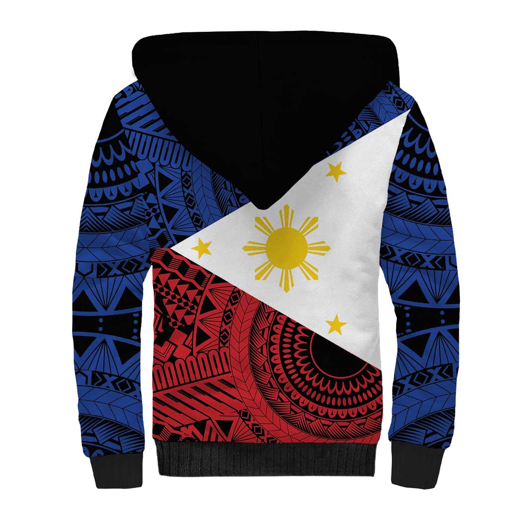 Philippines National Flag Day Sherpa Hoodie Filipino Tribal Pattern