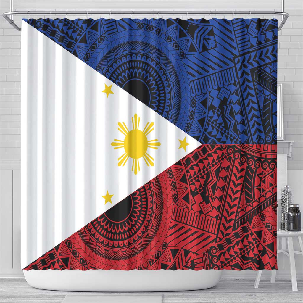 Philippines National Flag Day Shower Curtain Filipino Tribal Pattern