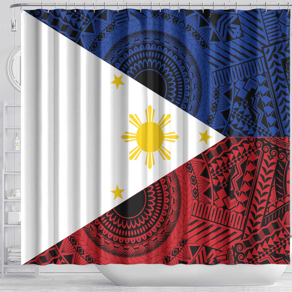 Philippines National Flag Day Shower Curtain Filipino Tribal Pattern