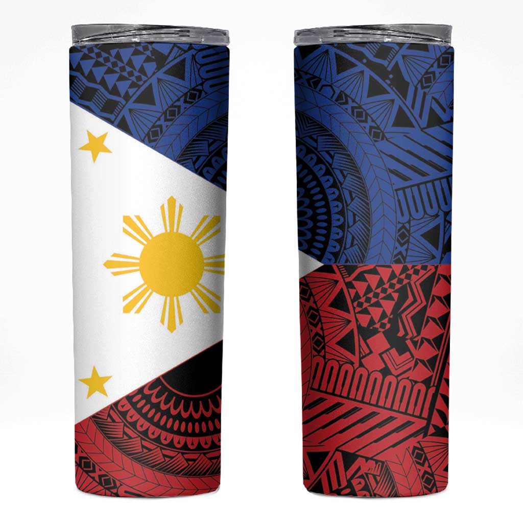 Philippines National Flag Day Skinny Tumbler Filipino Tribal Pattern