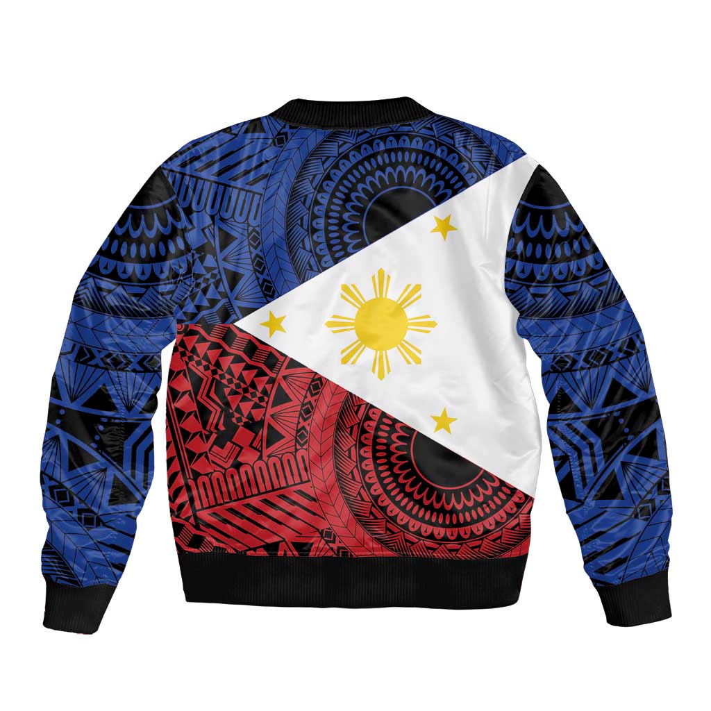 Philippines National Flag Day Sleeve Zip Bomber Jacket Filipino Tribal Pattern