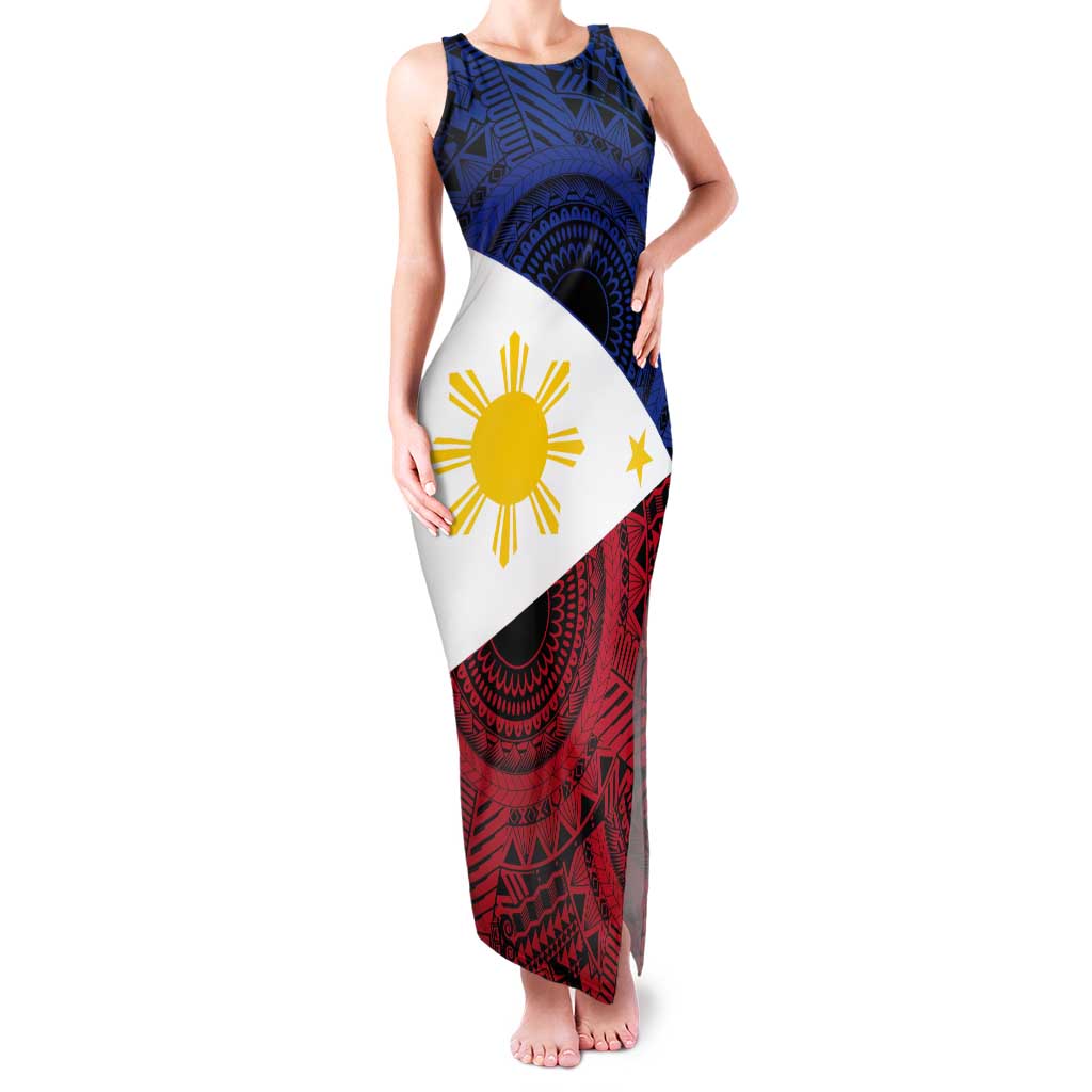 Philippines National Flag Day Tank Maxi Dress Filipino Tribal Pattern