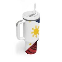 Philippines National Flag Day Tumbler With Handle Filipino Tribal Pattern