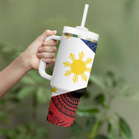 Philippines National Flag Day Tumbler With Handle Filipino Tribal Pattern