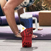 Philippines National Flag Day Tumbler With Handle Filipino Tribal Pattern