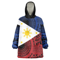 Philippines National Flag Day Wearable Blanket Hoodie Filipino Tribal Pattern