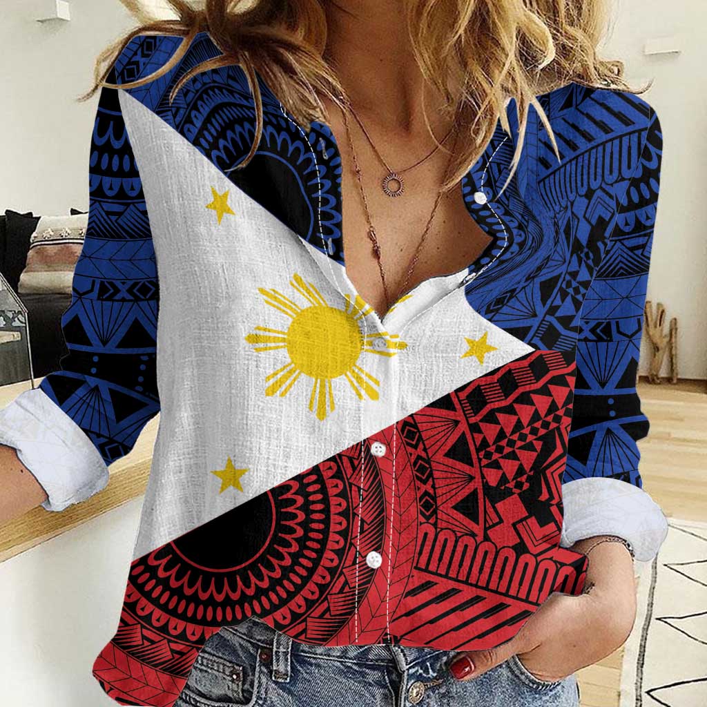 Philippines National Flag Day Women Casual Shirt Filipino Tribal Pattern