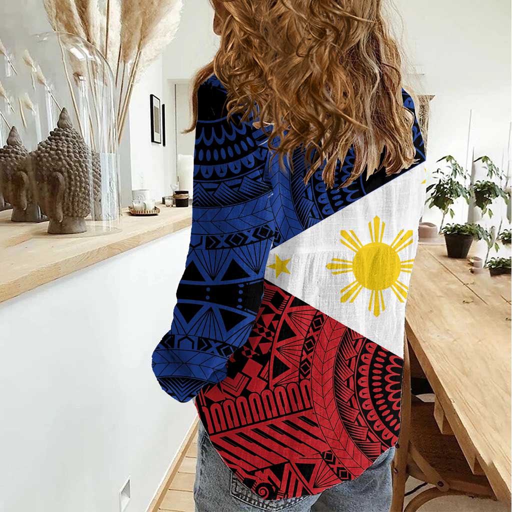 Philippines National Flag Day Women Casual Shirt Filipino Tribal Pattern