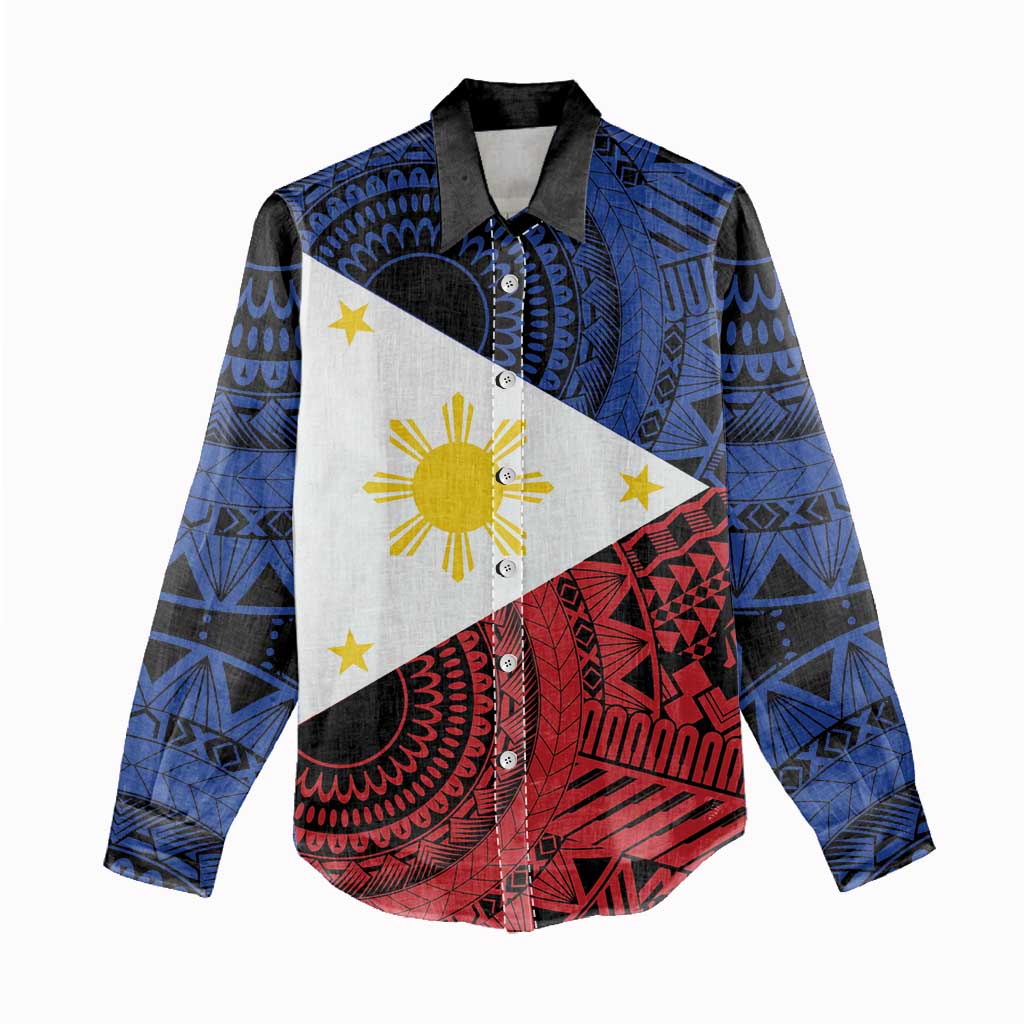Philippines National Flag Day Women Casual Shirt Filipino Tribal Pattern