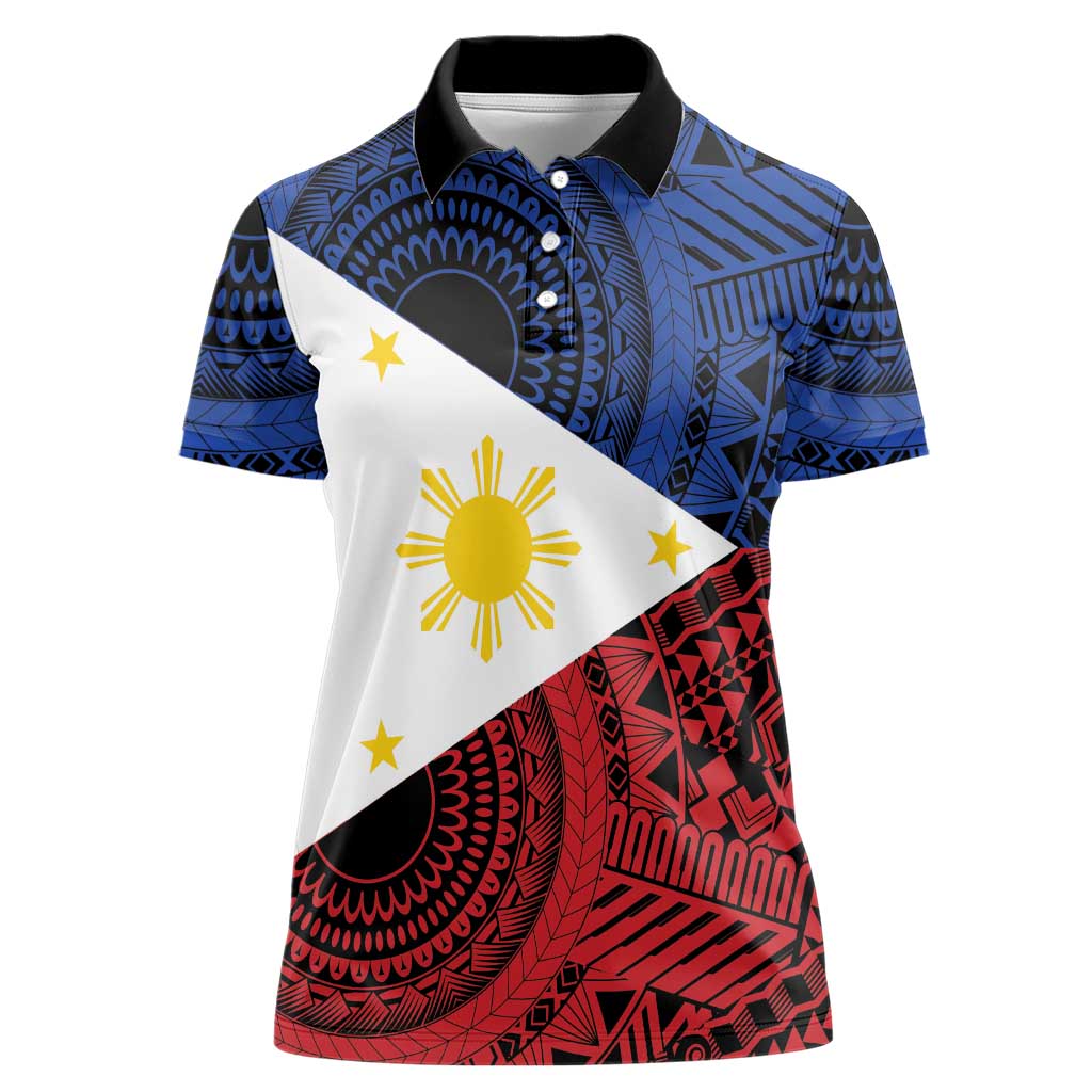 Philippines National Flag Day Women Polo Shirt Filipino Tribal Pattern