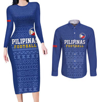 Custom Philippines Football Couples Matching Long Sleeve Bodycon Dress and Long Sleeve Button Shirt Pambansang koponan ng futbol ng Pilipinas