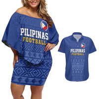 Custom Philippines Football Couples Matching Off Shoulder Short Dress and Hawaiian Shirt Pambansang koponan ng futbol ng Pilipinas