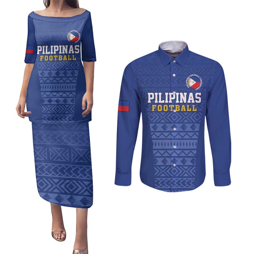 Custom Philippines Football Couples Matching Puletasi and Long Sleeve Button Shirt Pambansang koponan ng futbol ng Pilipinas