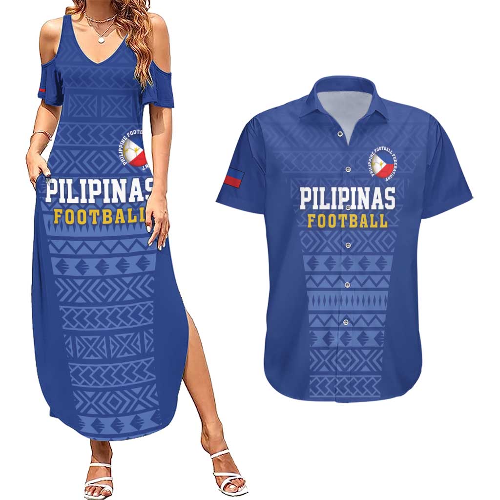 Custom Philippines Football Couples Matching Summer Maxi Dress and Hawaiian Shirt Pambansang koponan ng futbol ng Pilipinas